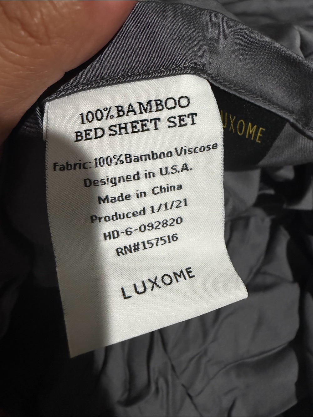 LUXOME 100% Bamboo Viscose Pillowcases - King Size - Grey Set of 2